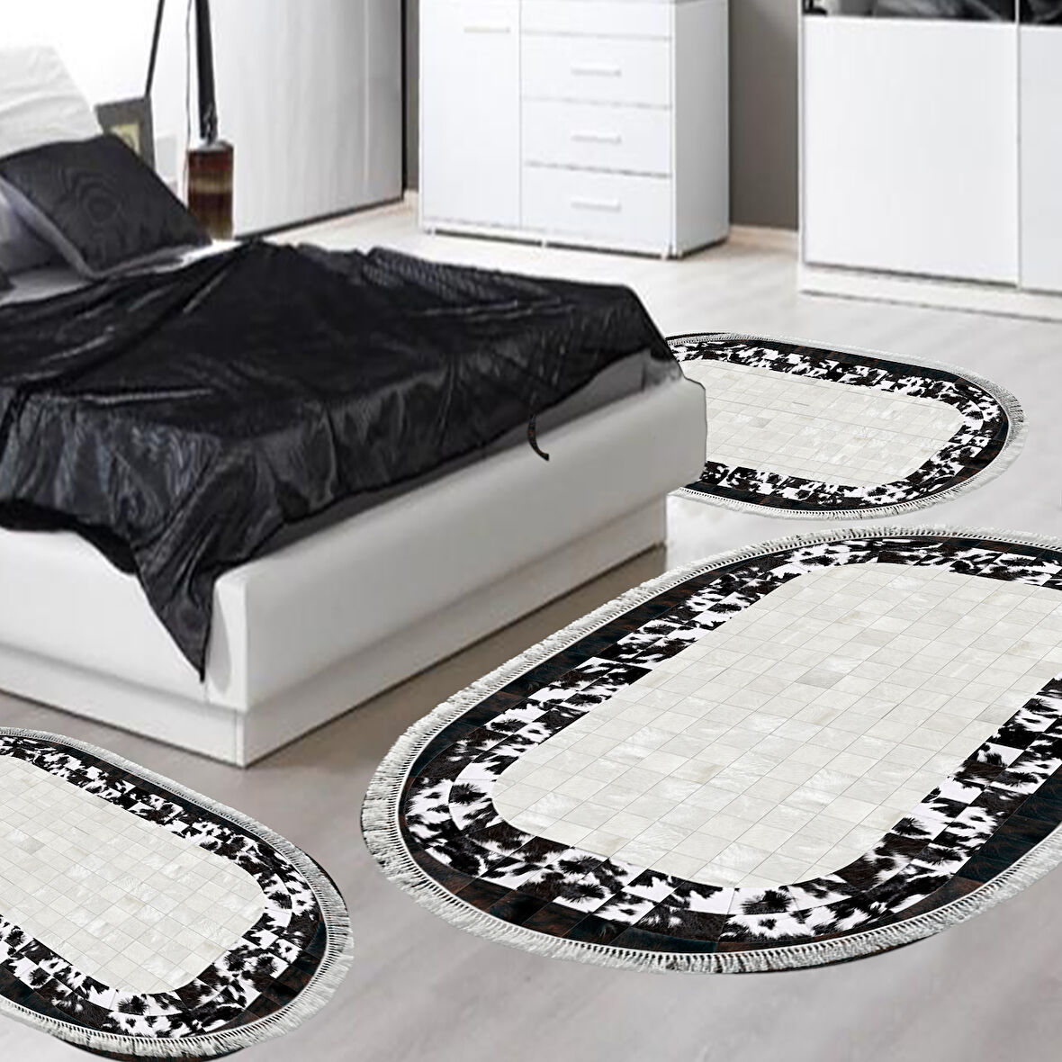 Eko Trend Djt Yıkanabilir Kaymaz Taban Oval 3 Lü Yatak Odası Takımı 1495 Modern