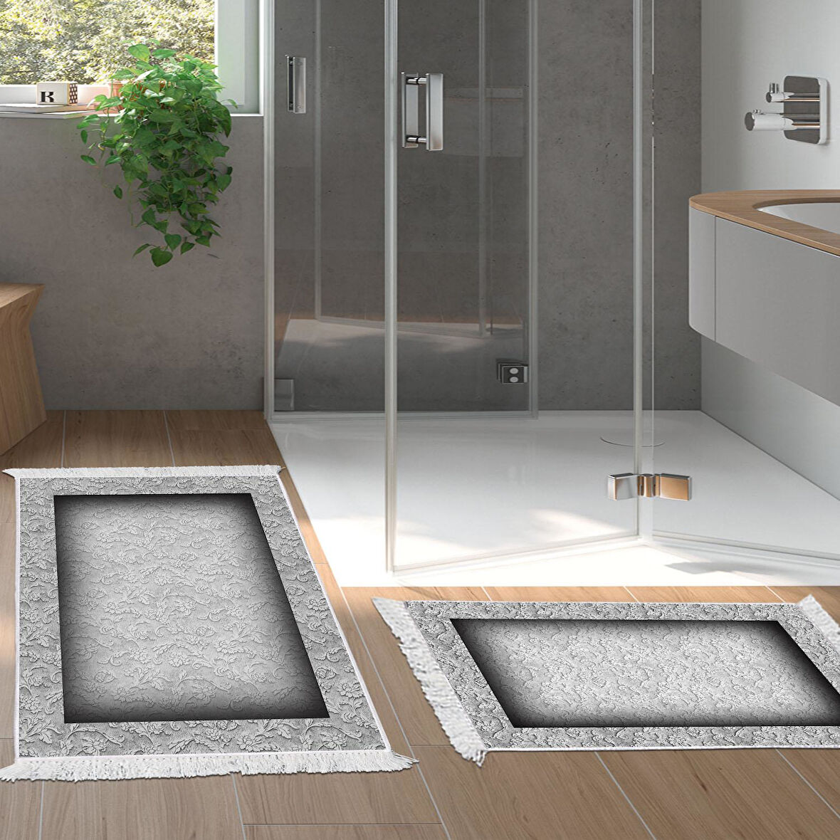 Eko Trend Djt 2 Li Yıkanabilir Kaymaz Taban Banyo Paspas Klozet Takımı 767 Bordürlü
