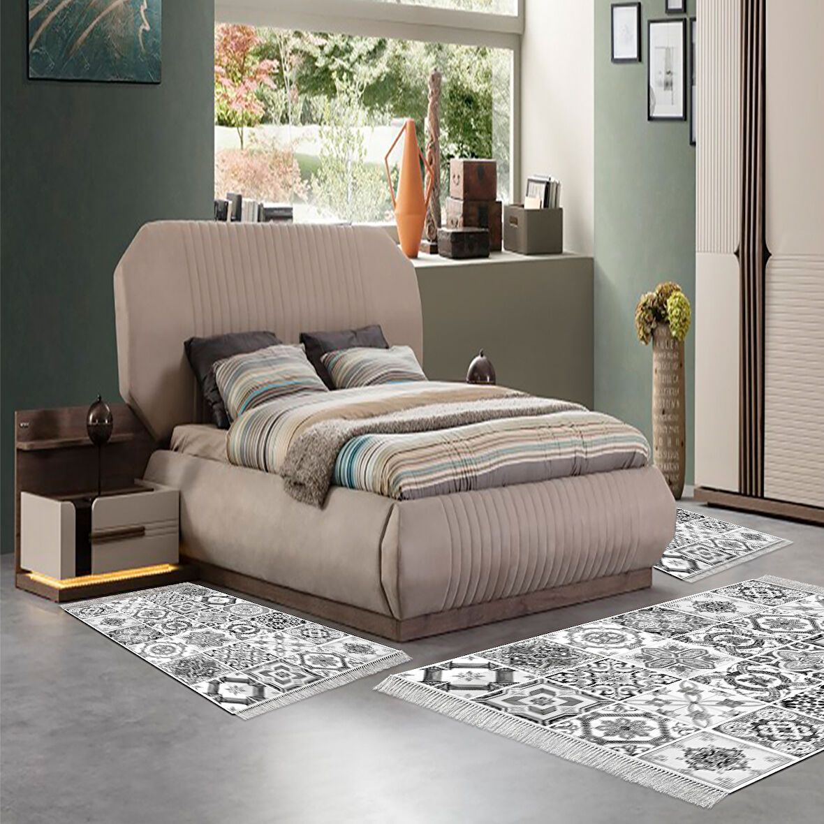 Eko Trend Djt Yıkanabilir Kaymaz Taban 3 Lü Yatak Odası Takımı Mu144 Patchwork