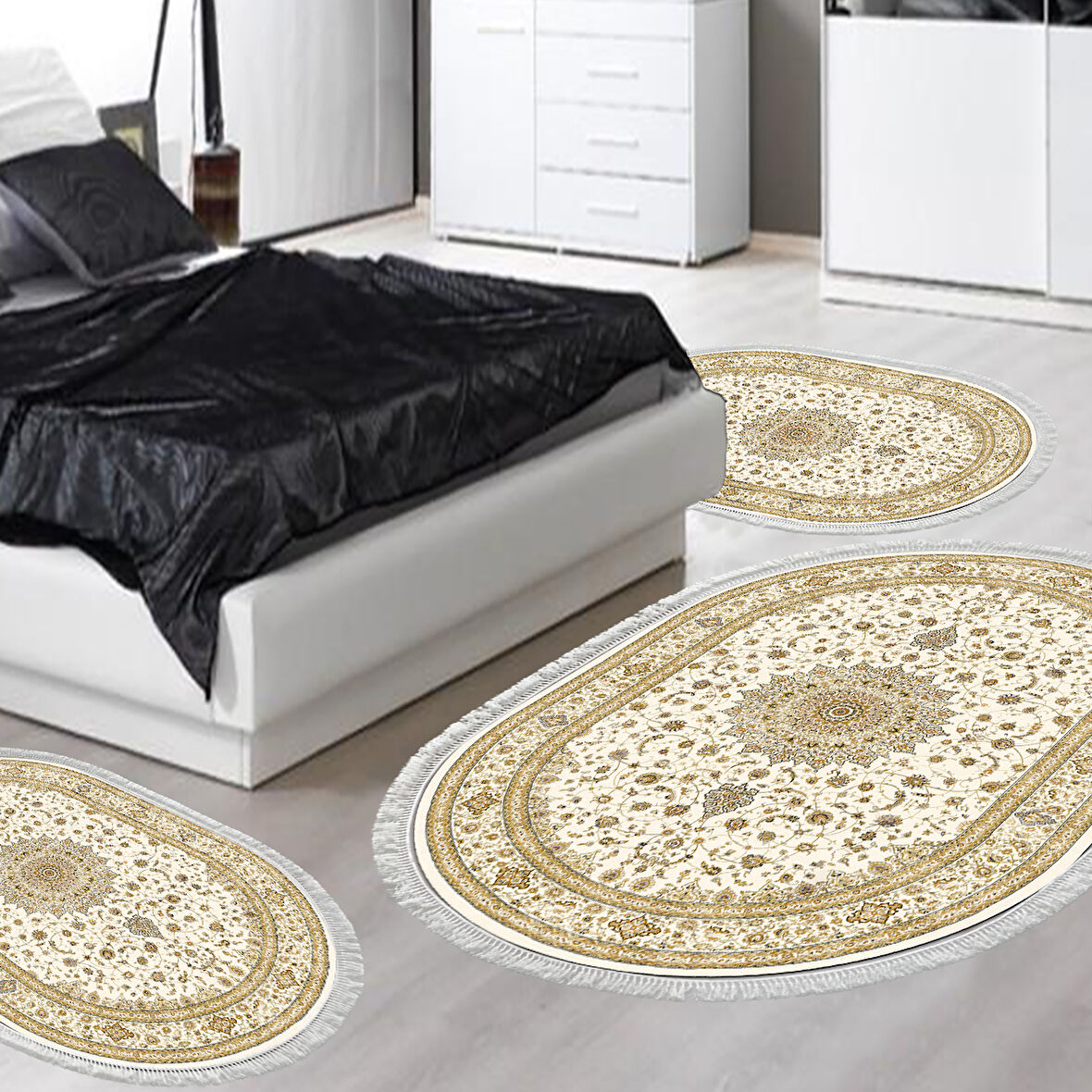 Eko Trend Djt Yıkanabilir Kaymaz Taban Oval 3 Lü Yatak Odası Takımı P1360 Osmanli