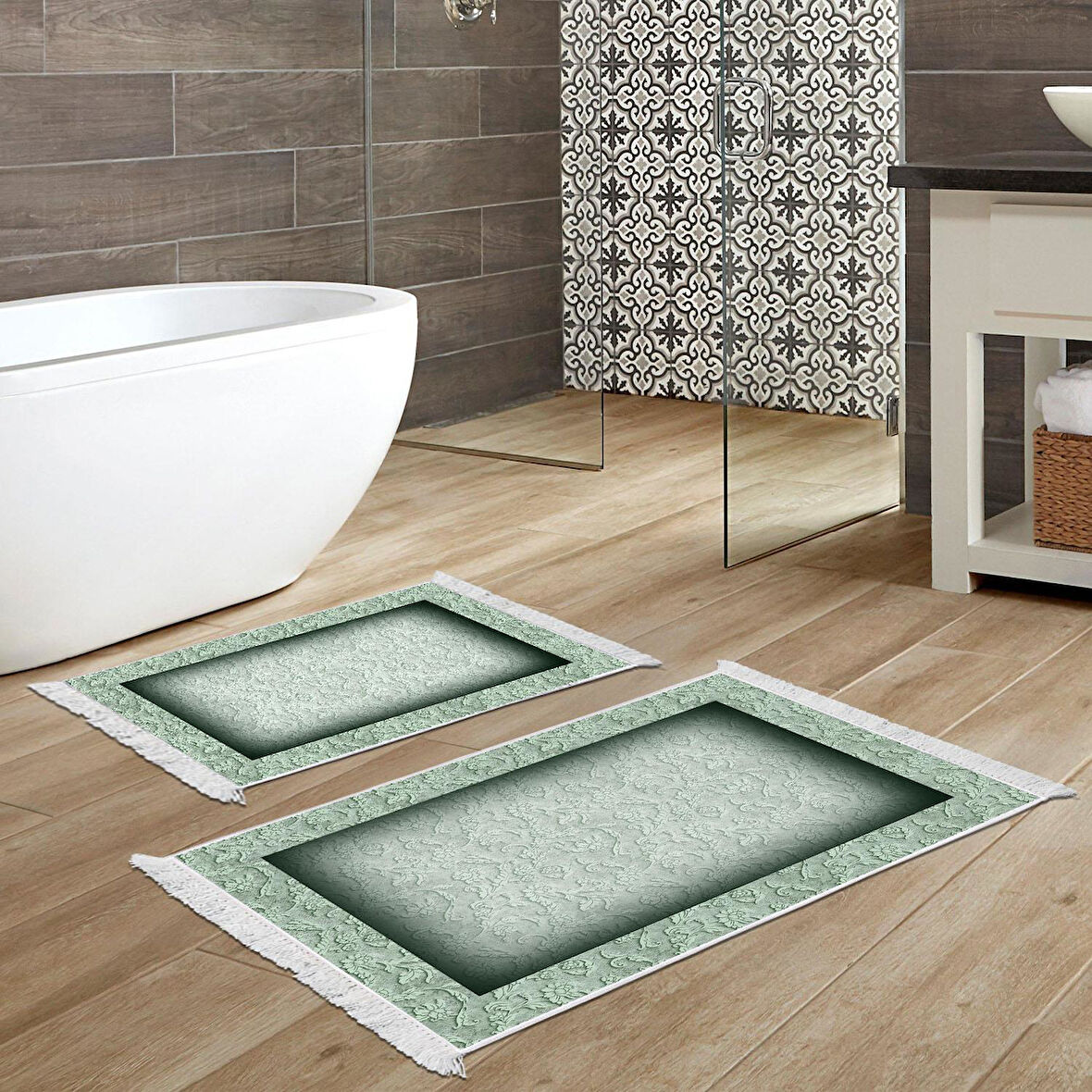 Eko Trend Djt 2 Li Yıkanabilir Kaymaz Taban Banyo Paspas Klozet Takımı 767 Bordürlü