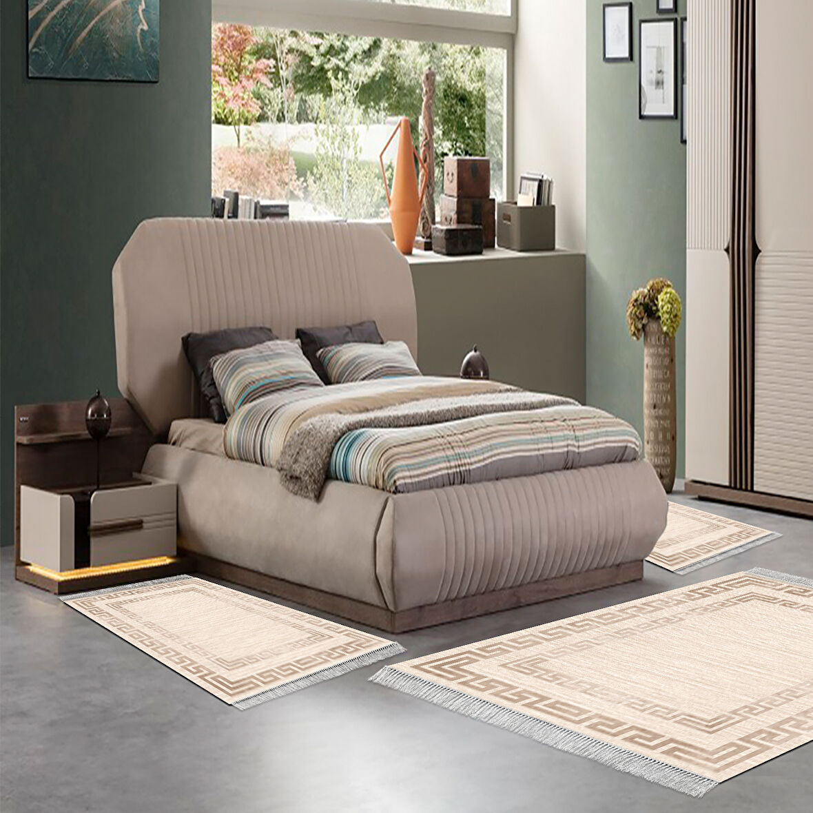 Eko Trend Djt Yıkanabilir Kaymaz Taban 3 Lü Yatak Odası Takımı F5036 Modern