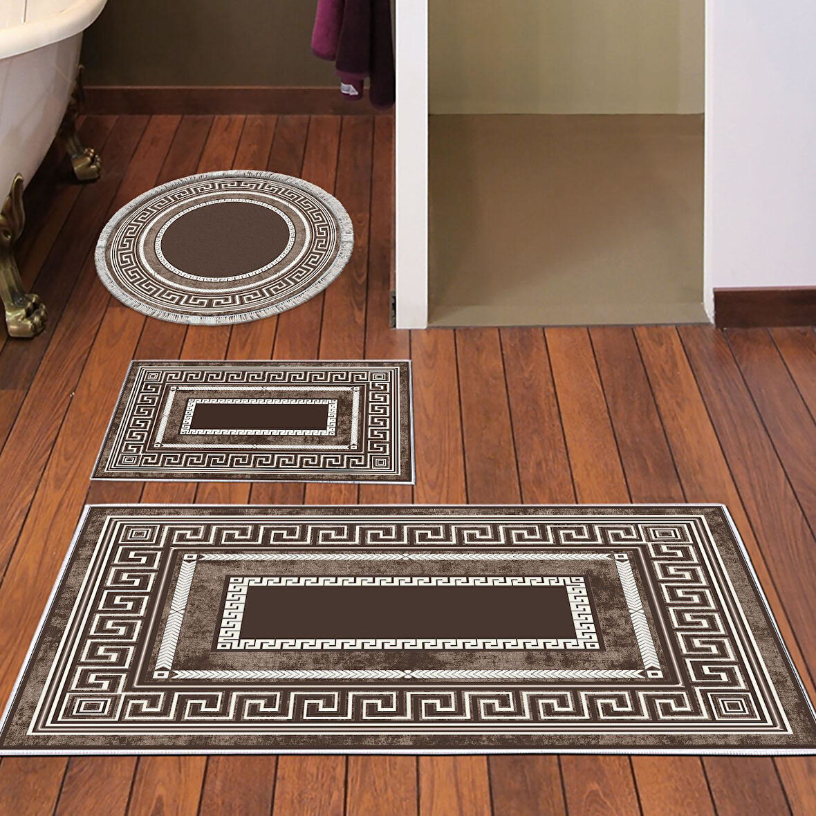 Eko Trend Djt 3 Lü Yıkanabilir Kaymaz Taban Banyo Paspas Seti 651M Modern