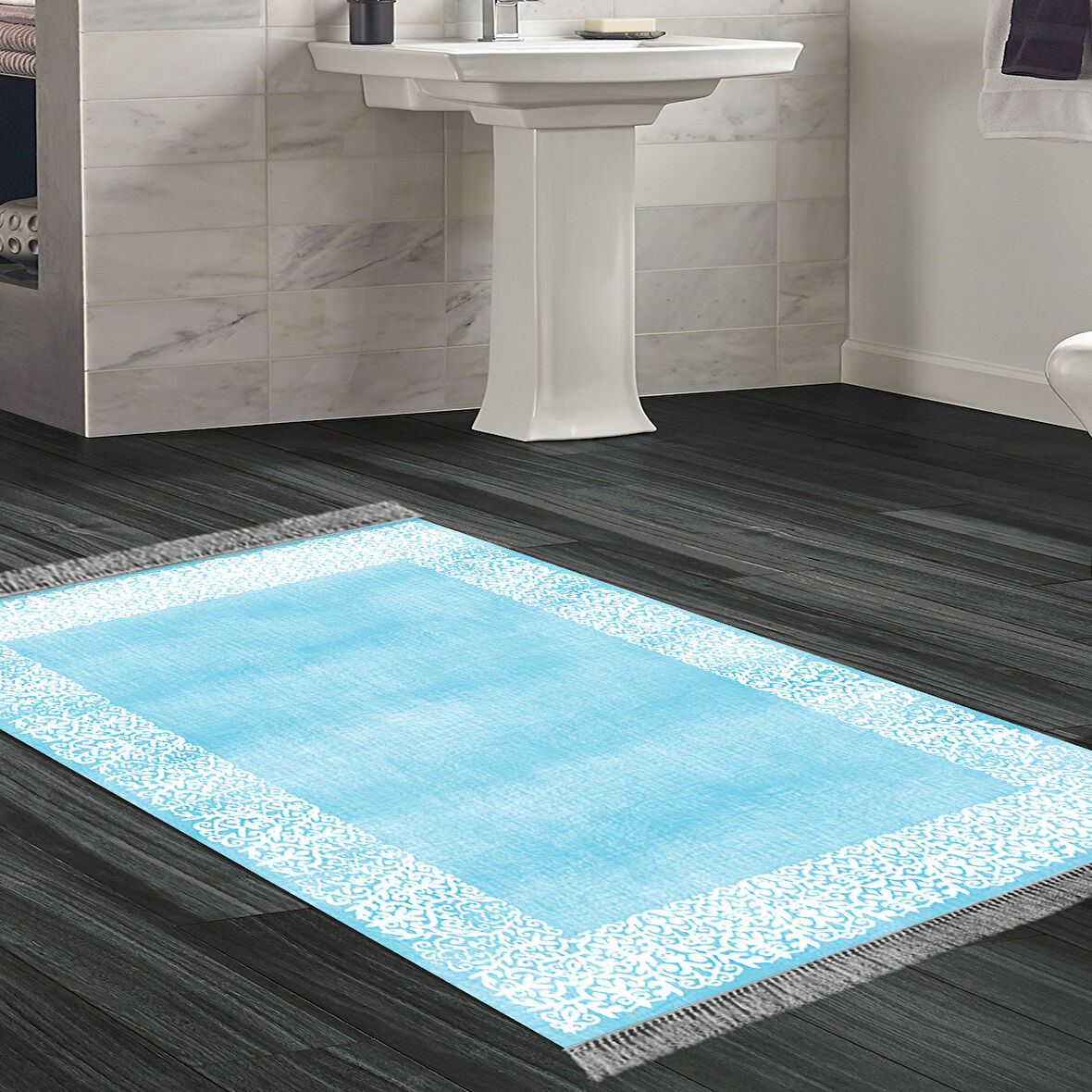 Dekoreko Kaymaz Taban Djt Banyo Halısı Star Pamuk Saçaklı Modern 1460