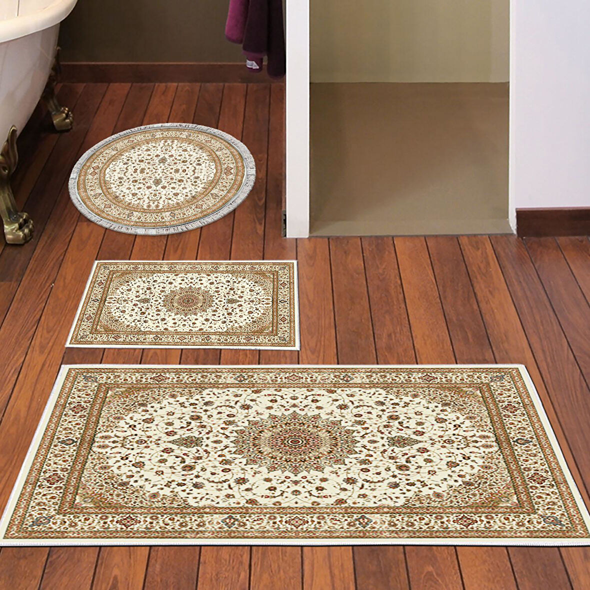 Eko Trend Djt 3 Lü Yıkanabilir Kaymaz Taban Banyo Paspas Seti P1372 Osmanli