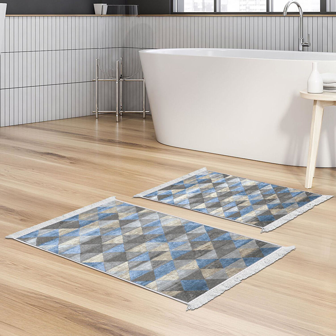 Eko Trend Djt 2 Li Yıkanabilir Kaymaz Taban Banyo Paspas Klozet Takımı 661 Iskandinav