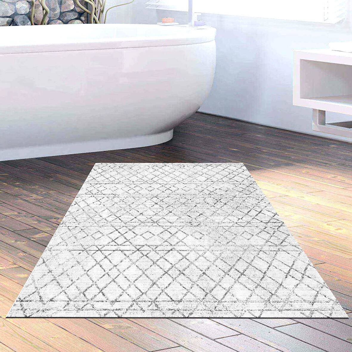 Dekoreko Kaymaz Taban Djt Banyo Halısı Trend İskandinav F5079
