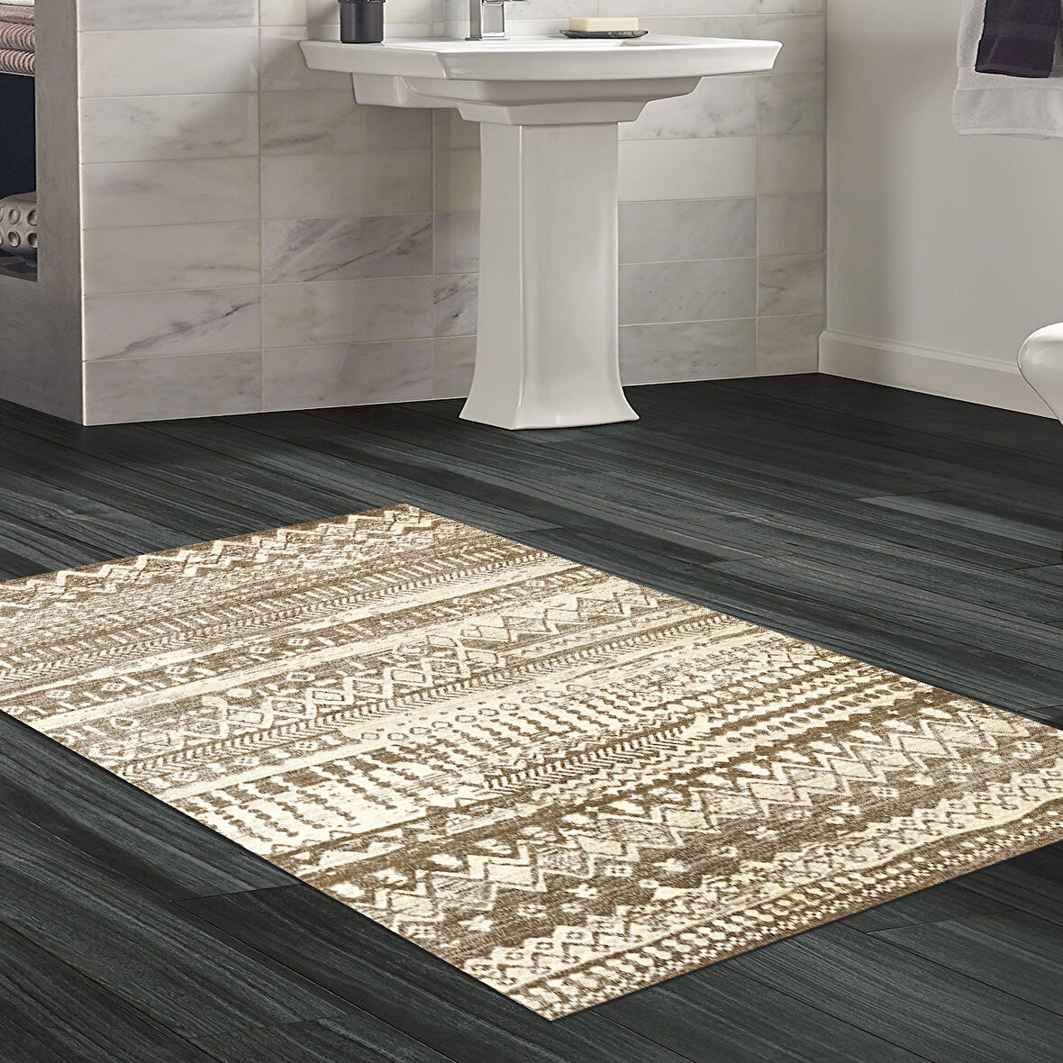 Dekoreko Kaymaz Taban Djt Banyo Halısı Trend İskandinav F5080 Silver