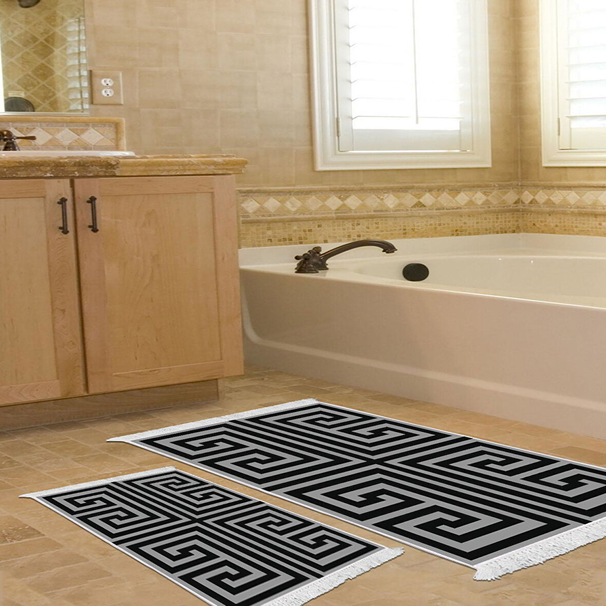 Eko Trend Djt 2 Li Yıkanabilir Kaymaz Taban Banyo Paspas Klozet Takımı 768 Modern