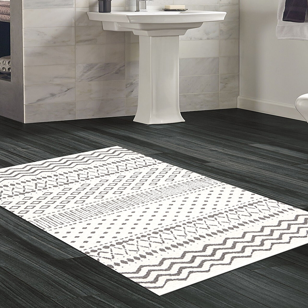 Dekoreko Kaymaz Taban Djt Banyo Halısı Trend İskandinav F5086