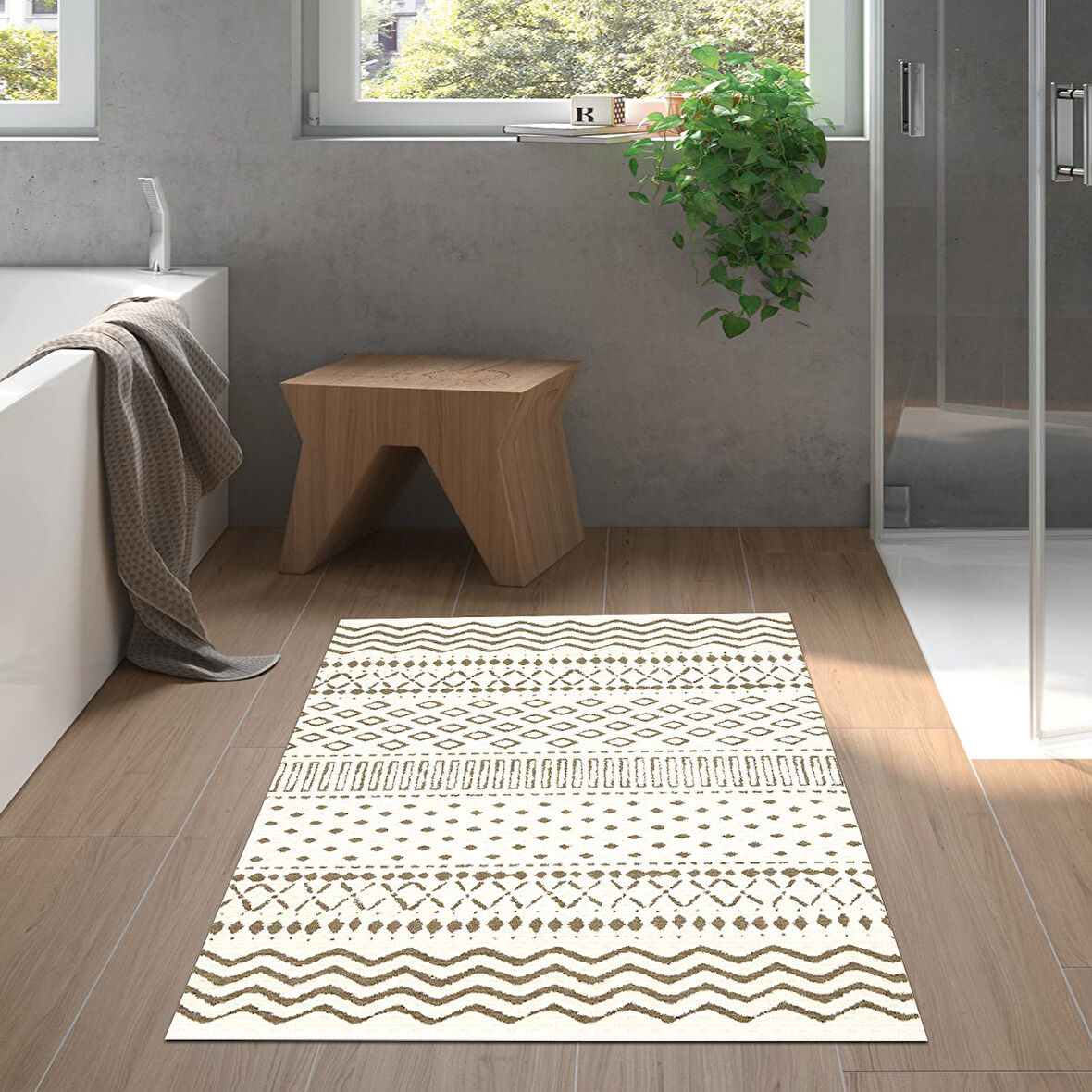 Dekoreko Kaymaz Taban Djt Banyo Halısı Trend İskandinav F5086