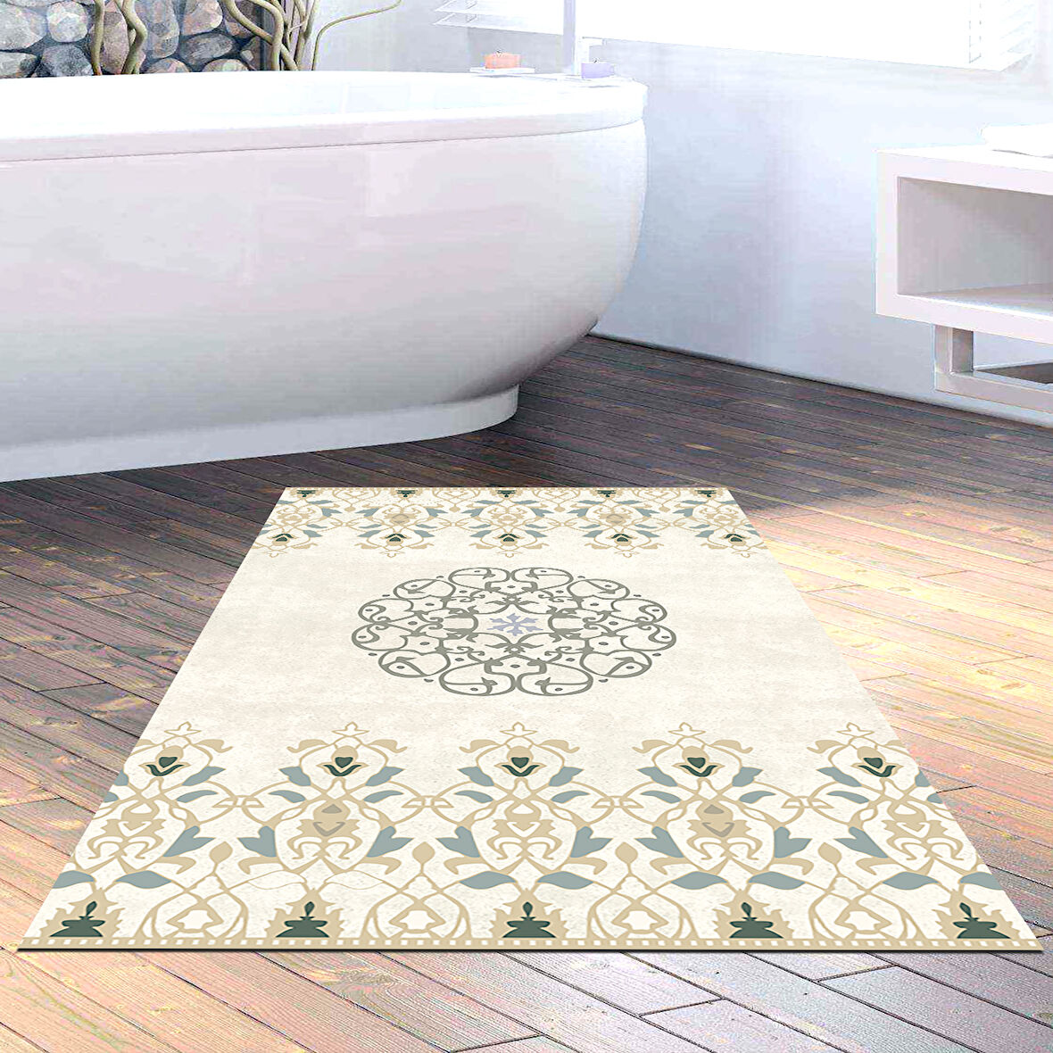 Dekoreko Kaymaz Taban Djt Banyo Halısı Trend Modern 1491