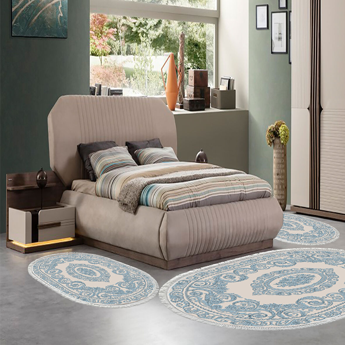 Eko Trend Djt Yıkanabilir Kaymaz Taban Oval 3 Lü Yatak Odası Takımı 747 Klasik