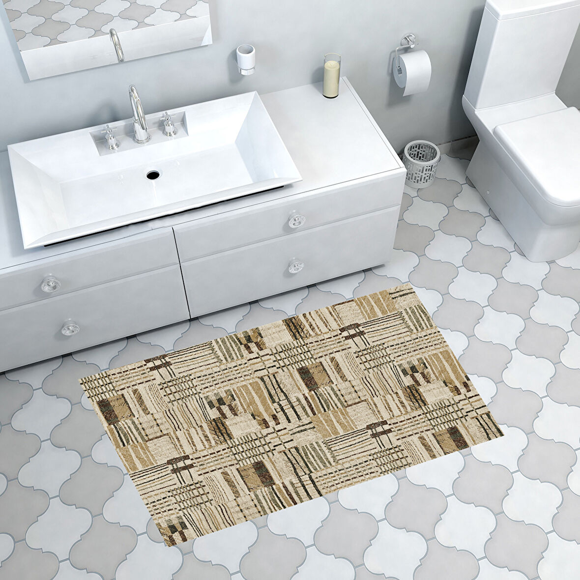 Dekoreko Kaymaz Taban Djt Banyo Halısı Trend Modern 1937
