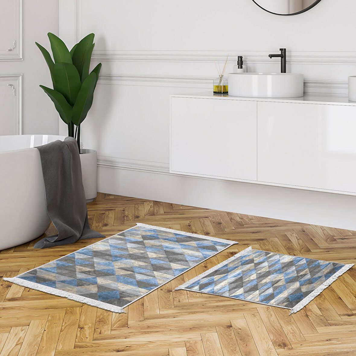 Eko Trend Djt 2 Li Yıkanabilir Kaymaz Taban Banyo Paspas Klozet Takımı 661 Iskandinav
