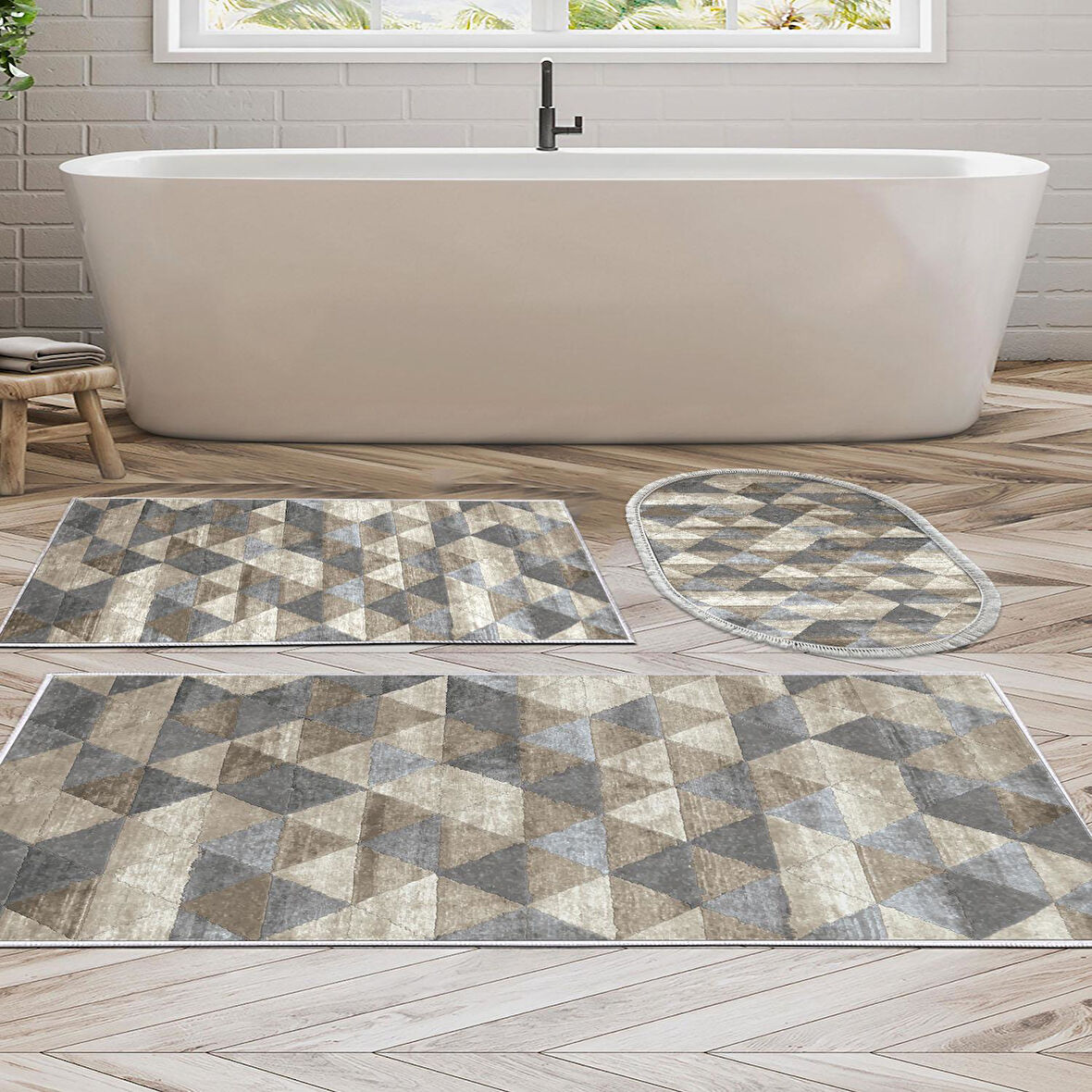 Eko Trend Djt 3 Lü Yıkanabilir Kaymaz Taban Banyo Paspas Seti 661 Iskandinav