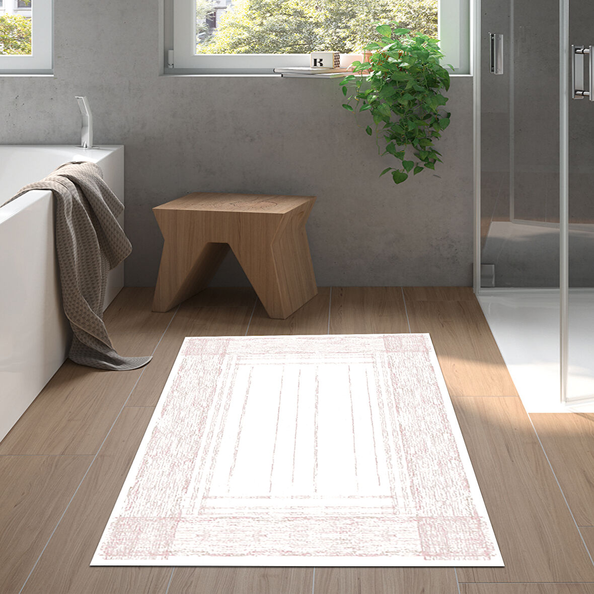 Dekoreko Kaymaz Taban Djt Banyo Halısı Trend Modern M5076