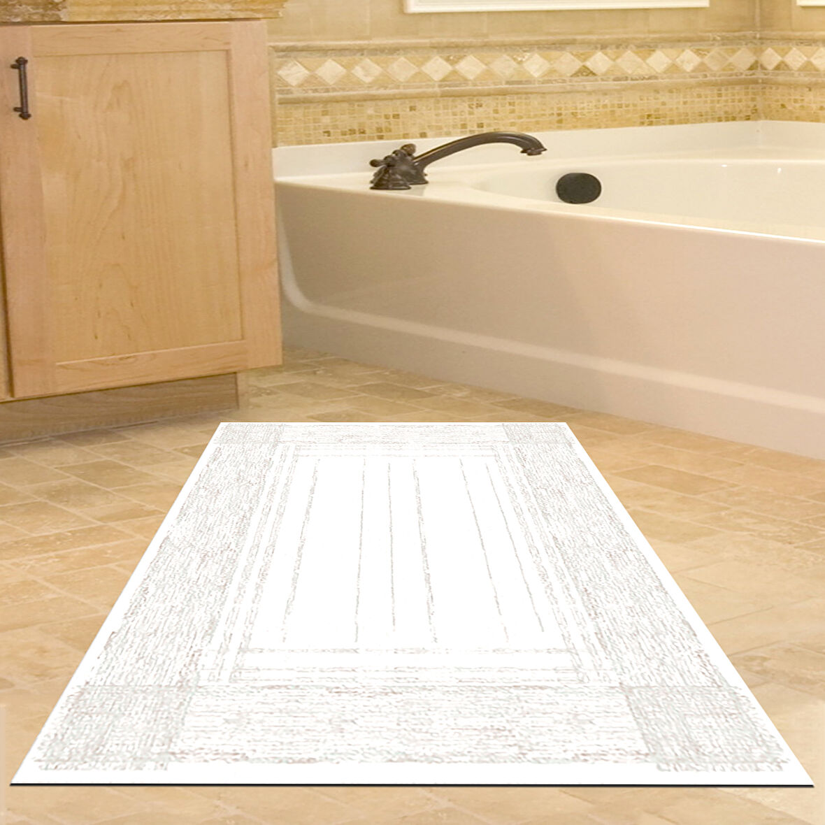 Dekoreko Kaymaz Taban Djt Banyo Halısı Trend Modern M5076