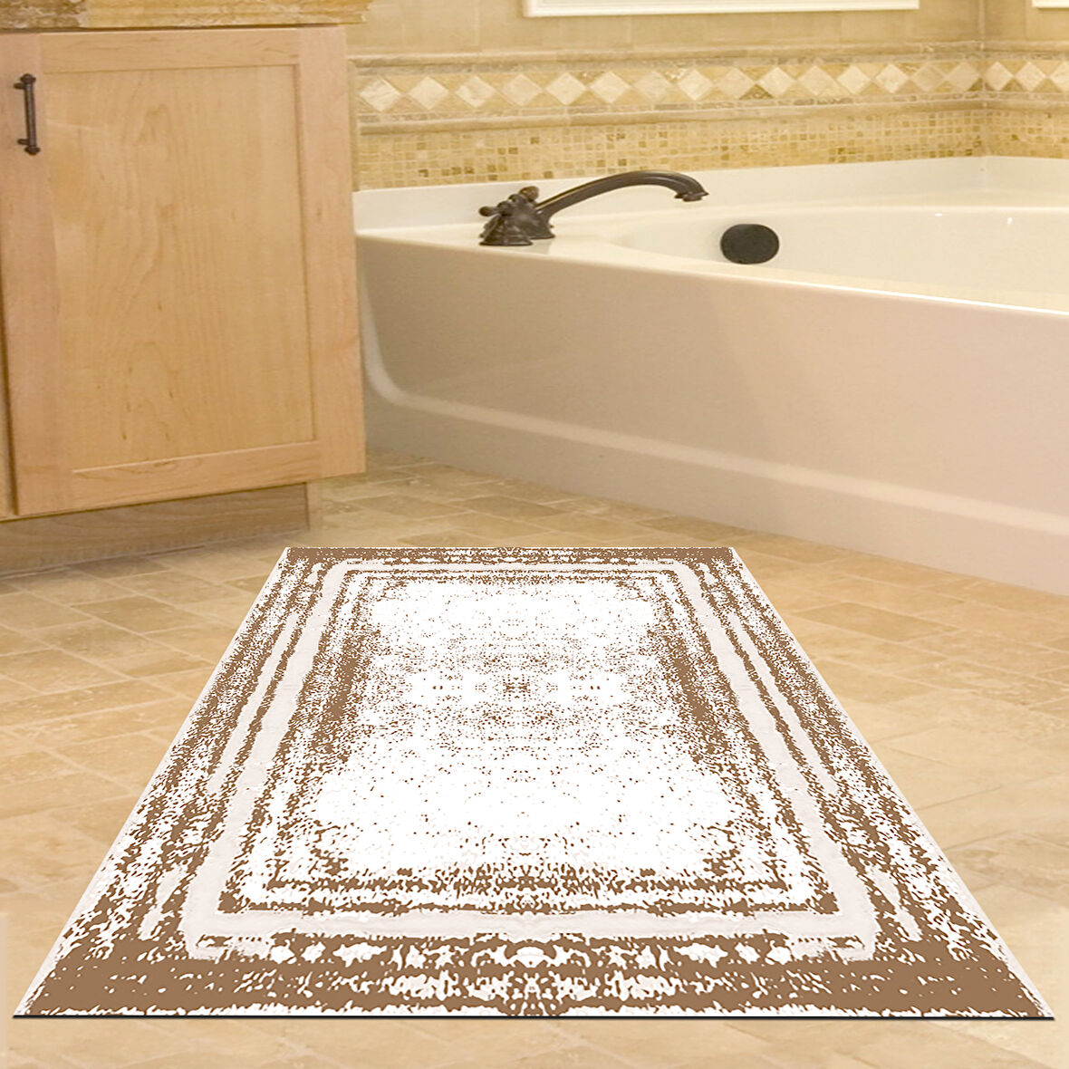 Dekoreko Kaymaz Taban Djt Banyo Halısı Trend Modern M5132