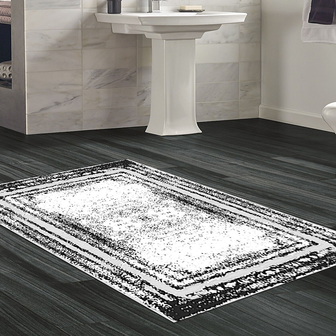 Dekoreko Kaymaz Taban Djt Banyo Halısı Trend Modern M5132