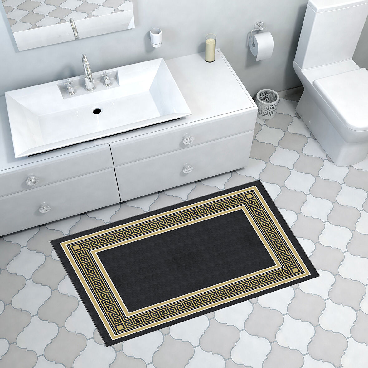 Dekoreko Kaymaz Taban Djt Banyo Halısı Trend Modern M5140