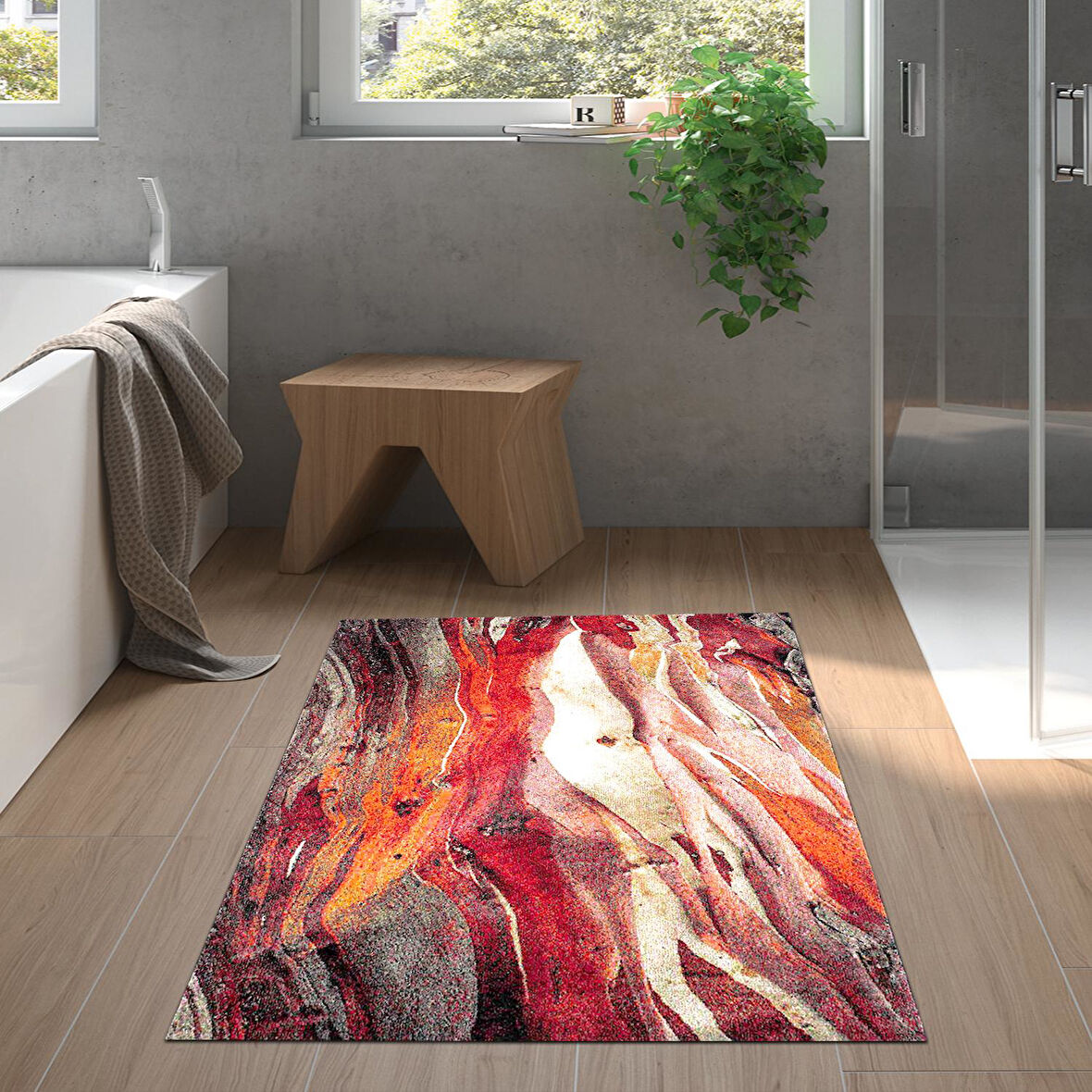 Dekoreko Kaymaz Taban Djt Banyo Halısı Trend Modern S5050