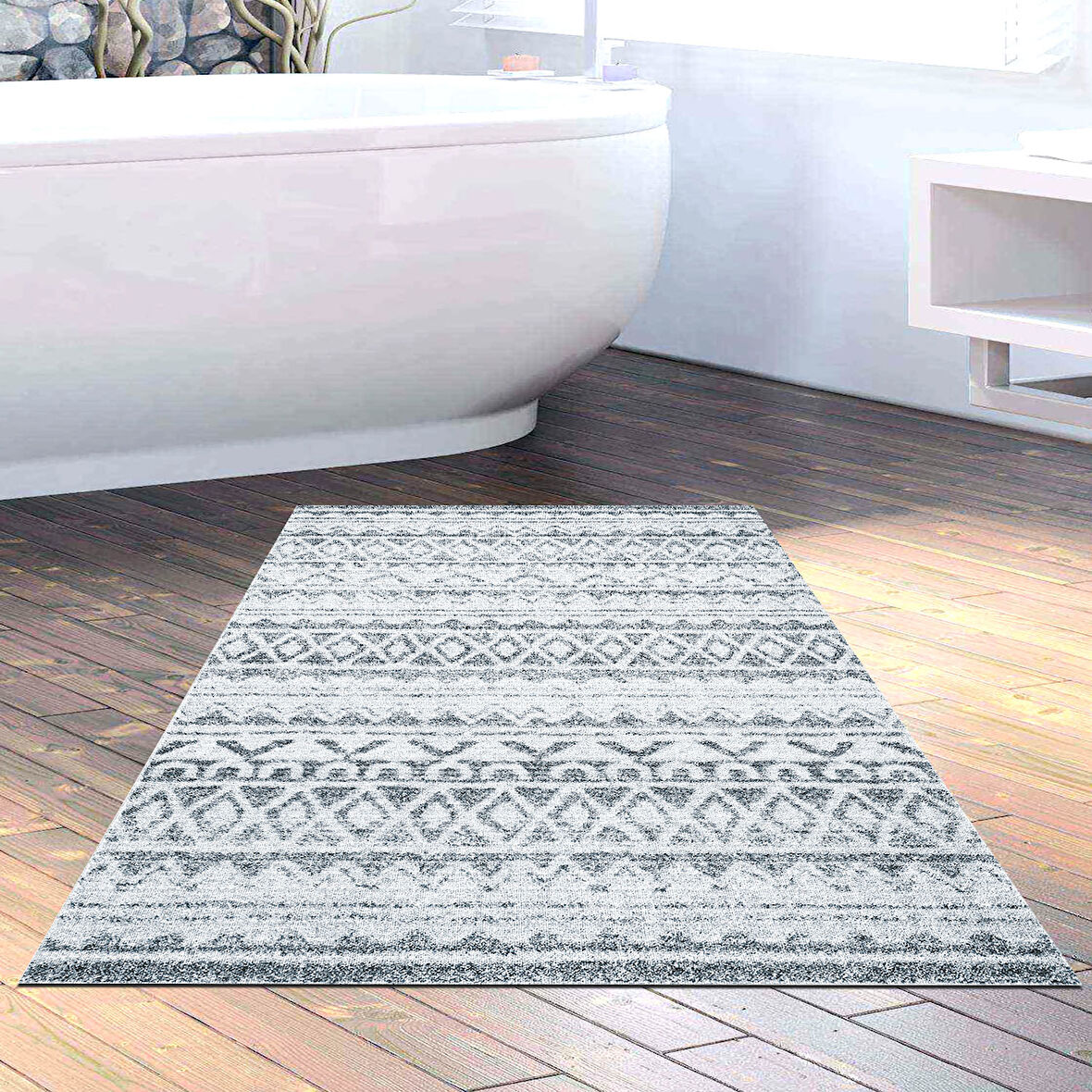 Dekoreko Kaymaz Taban Djt Banyo Halısı Yıldız Deri İskandinav F5078