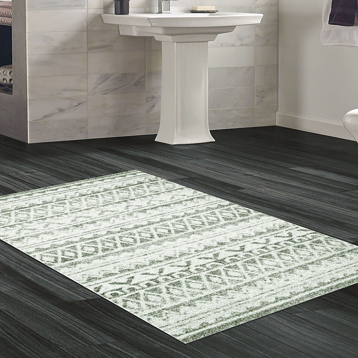 Dekoreko Kaymaz Taban Djt Banyo Halısı Yıldız Deri İskandinav F5078