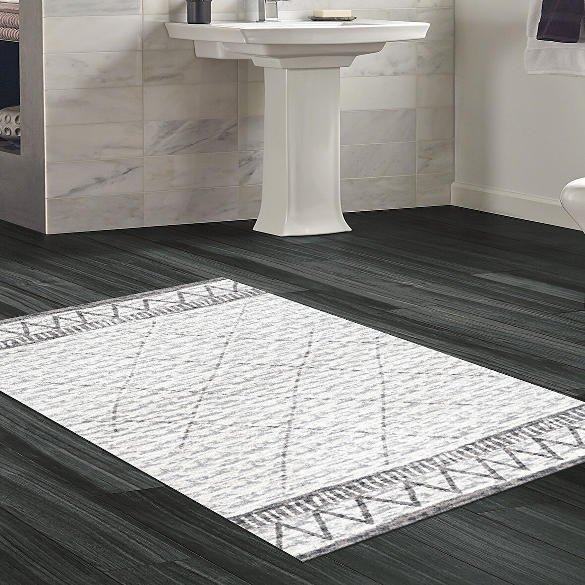 Dekoreko Kaymaz Taban Djt Banyo Halısı Yıldız Deri İskandinav F5081