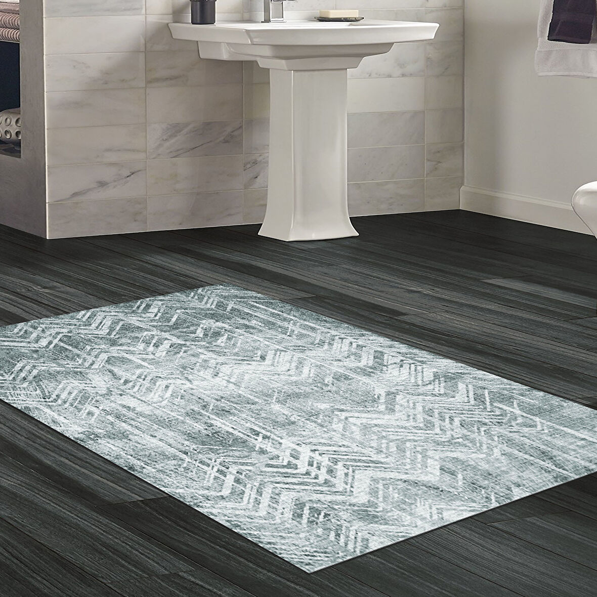 Dekoreko Kaymaz Taban Djt Banyo Halısı Yıldız Deri İskandinav F5083