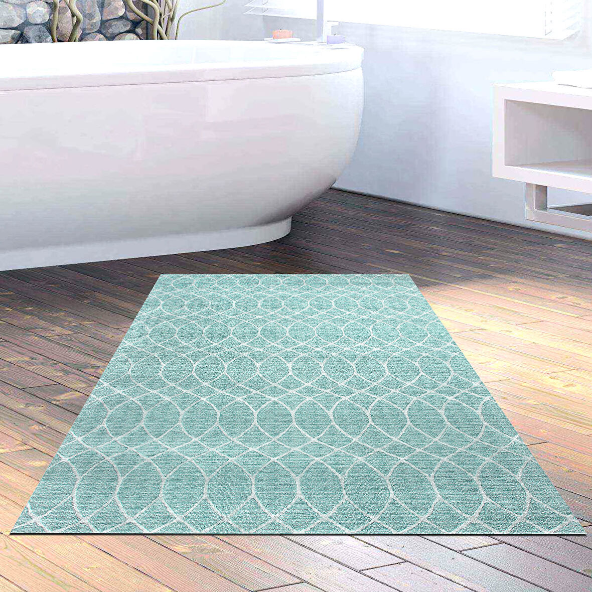 Dekoreko Kaymaz Taban Djt Banyo Halısı Yıldız Deri İskandinav F5084