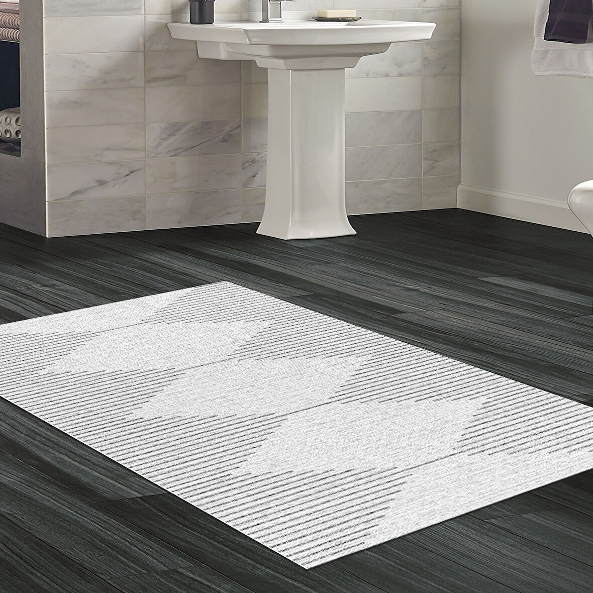 Dekoreko Kaymaz Taban Djt Banyo Halısı Yıldız Deri İskandinav F5085