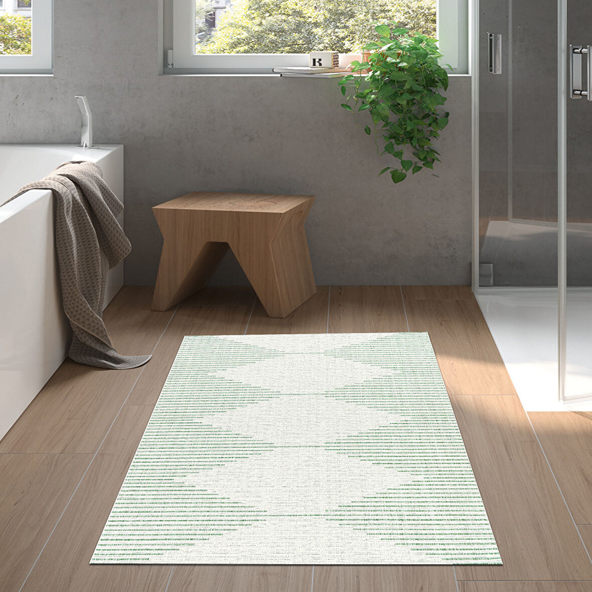 Dekoreko Kaymaz Taban Djt Banyo Halısı Yıldız Deri İskandinav F5085