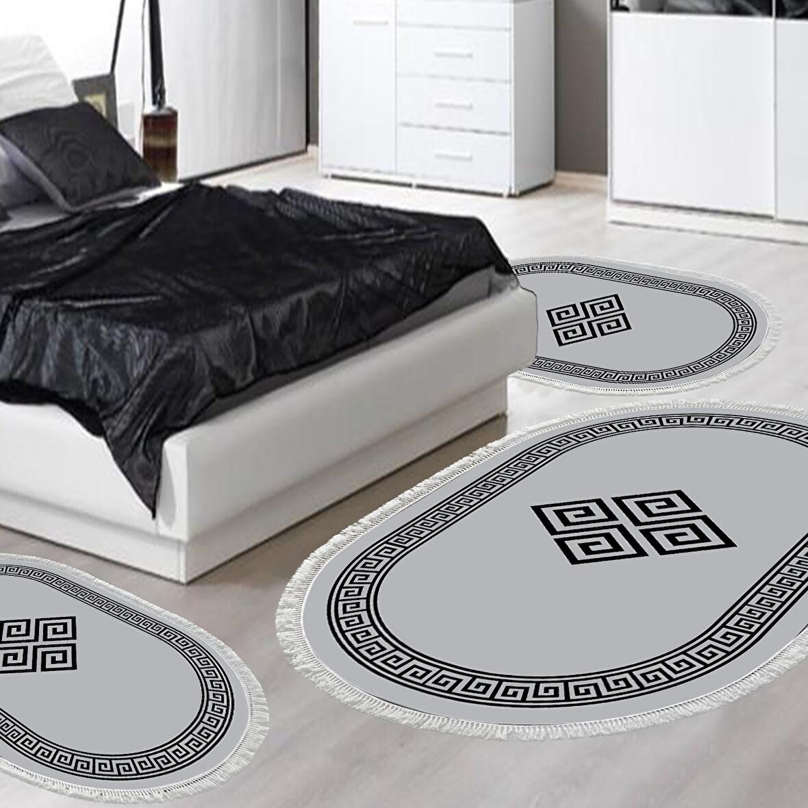 Eko Trend Djt Yıkanabilir Kaymaz Taban Oval 3 Lü Yatak Odası Takımı 656M Modern