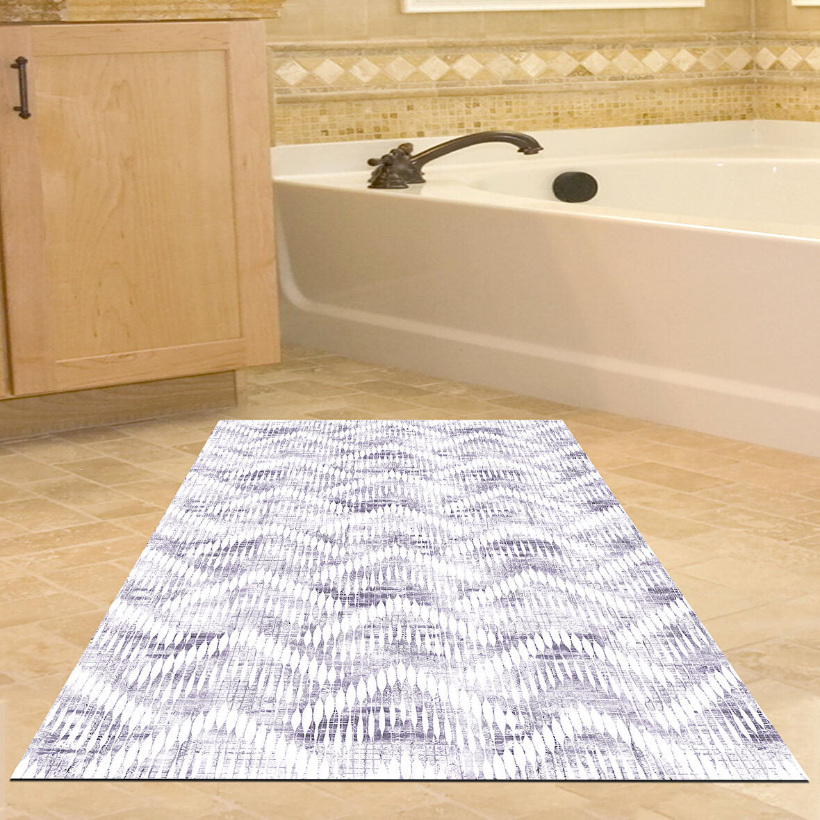 Dekoreko Kaymaz Taban Djt Banyo Halısı Yıldız Deri İskandinav F5124