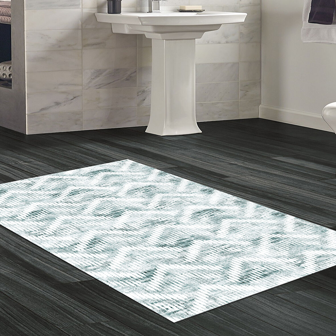 Dekoreko Kaymaz Taban Djt Banyo Halısı Yıldız Deri İskandinav F5124