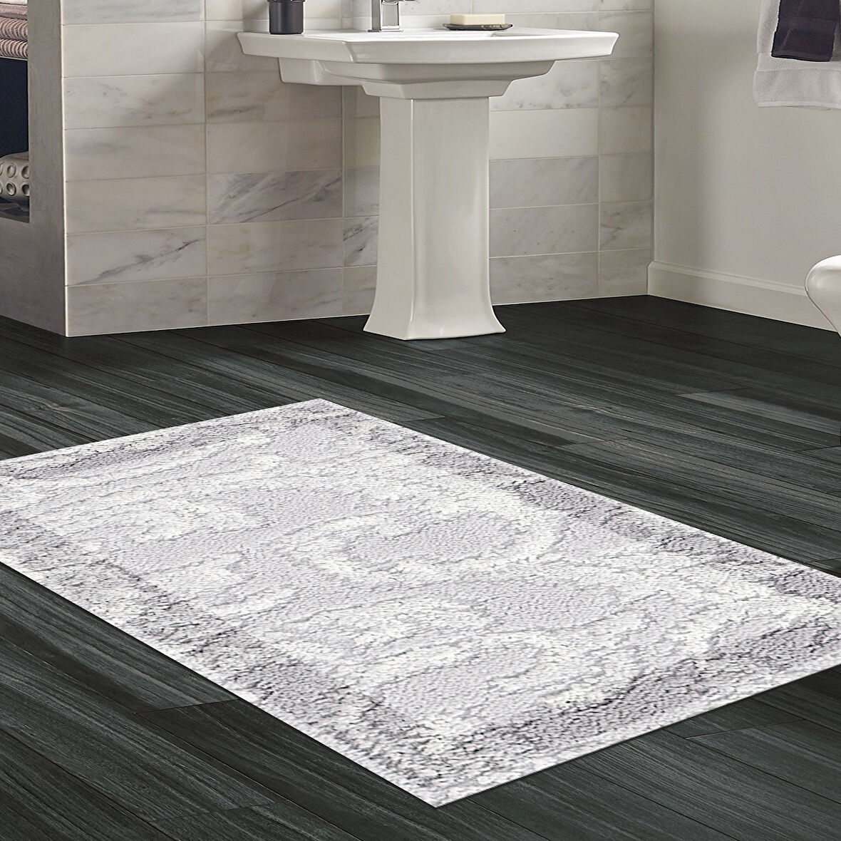 Dekoreko Kaymaz Taban Djt Banyo Halısı Yıldız Deri Modern 1314