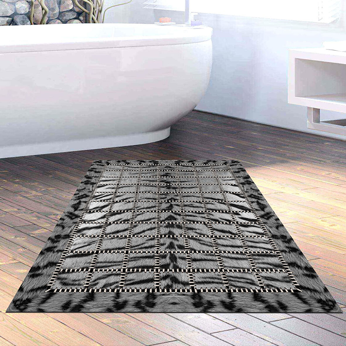 Dekoreko Kaymaz Taban Djt Banyo Halısı Yıldız Deri Modern 1906