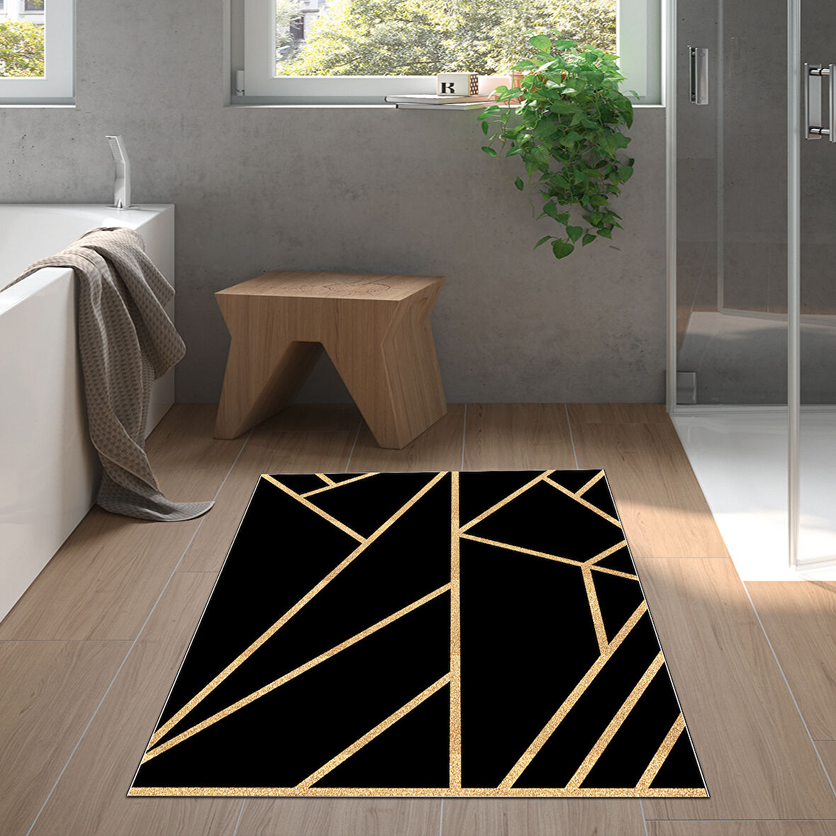 Dekoreko Kaymaz Taban Djt Banyo Halısı Yıldız Deri Modern 686M