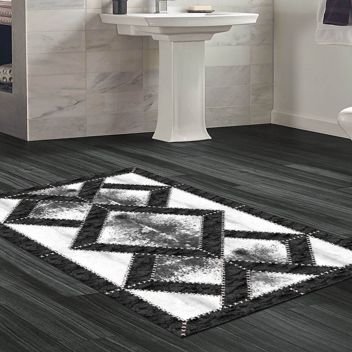 Dekoreko Kaymaz Taban Djt Banyo Halısı Yıldız Deri Modern 722