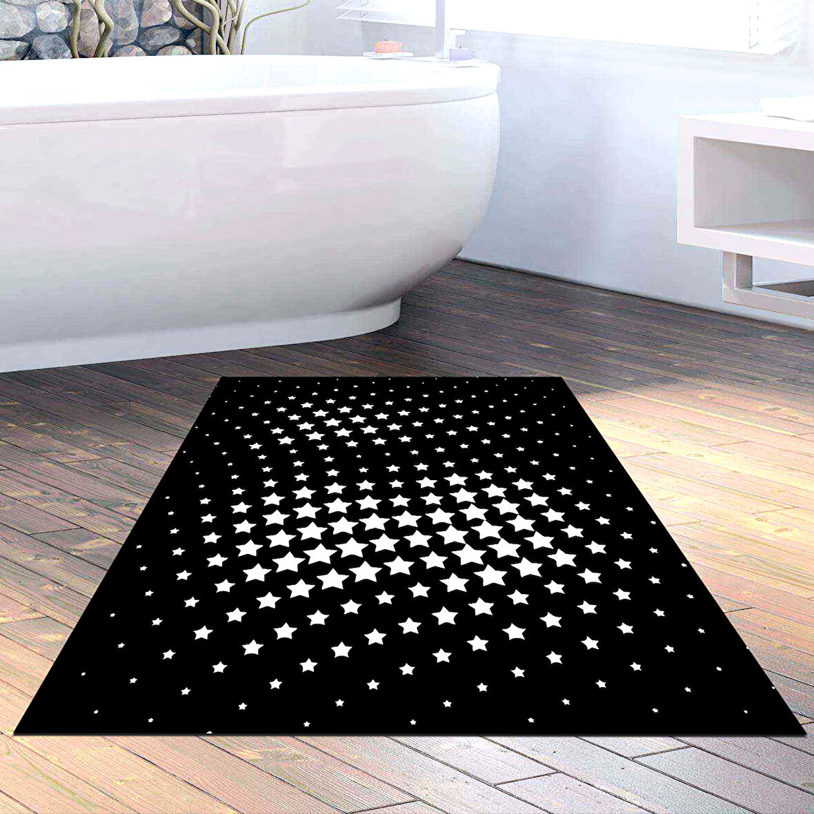 Dekoreko Kaymaz Taban Djt Banyo Halısı Yıldız Deri Modern 723