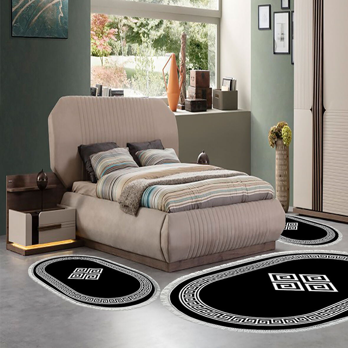 Eko Trend Djt Yıkanabilir Kaymaz Taban Oval 3 Lü Yatak Odası Takımı 656M Modern