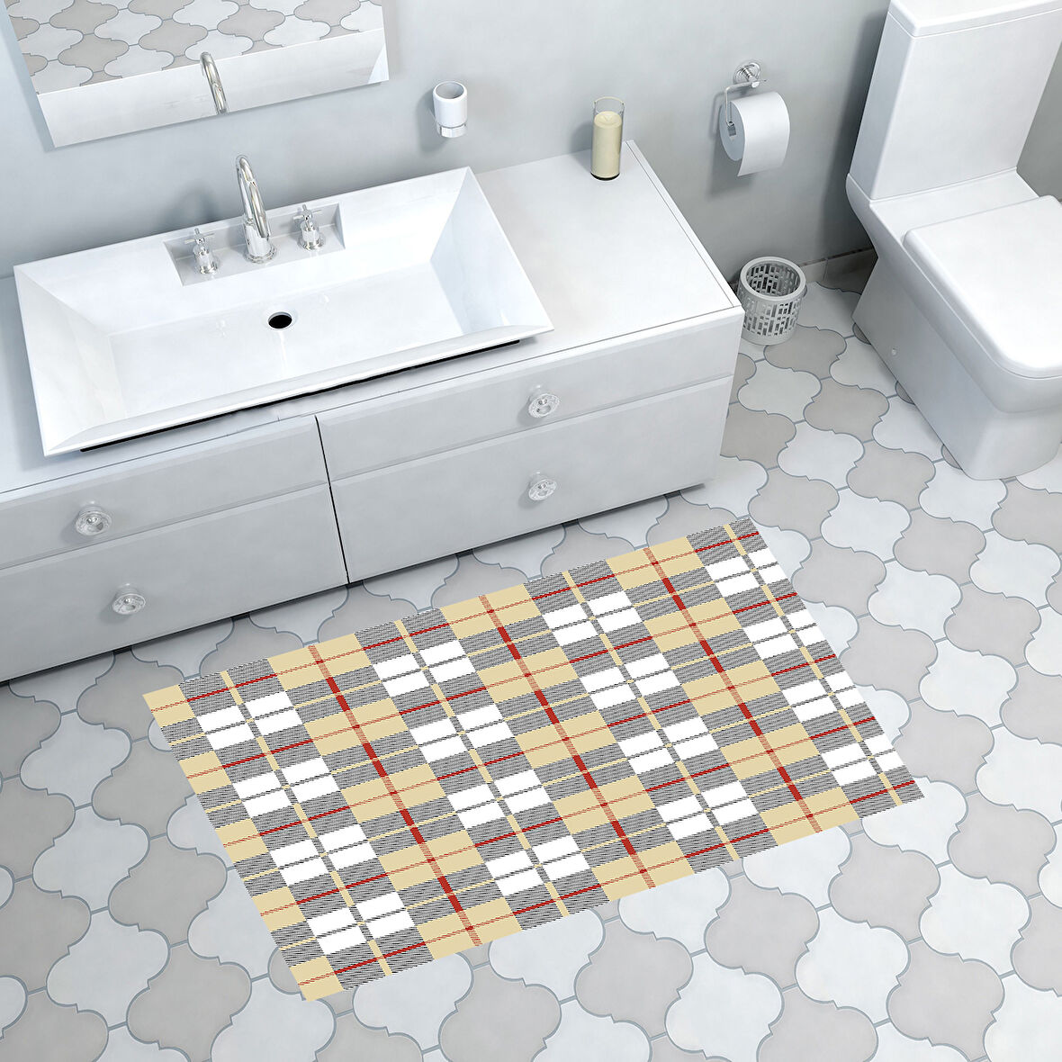 Dekoreko Kaymaz Taban Djt Banyo Halısı Yıldız Deri Modern 750