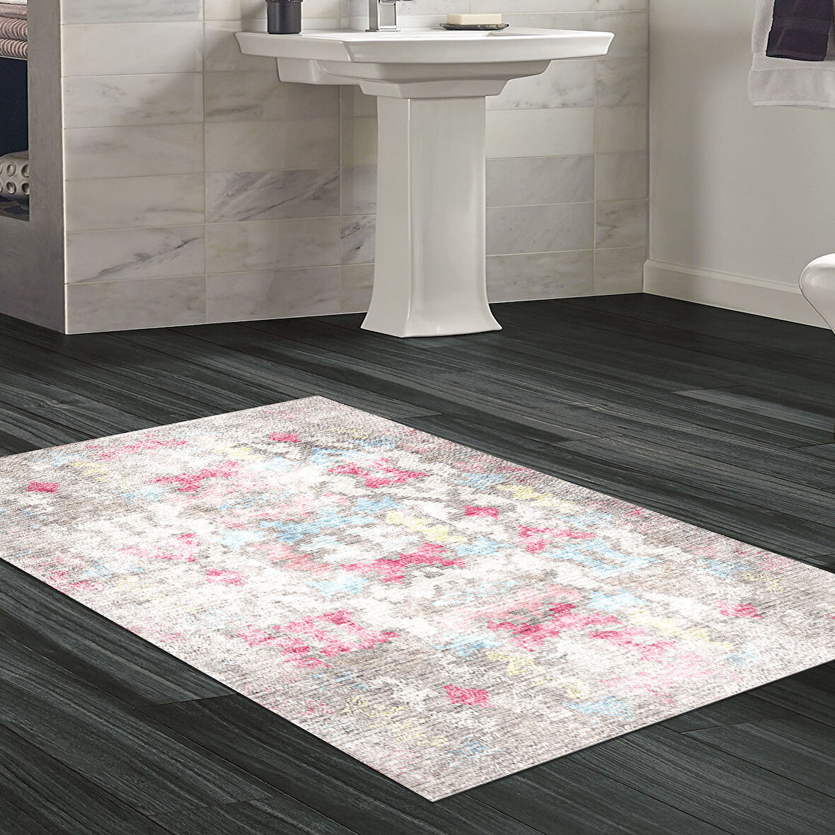 Dekoreko Kaymaz Taban Djt Banyo Halısı Yıldız Deri Modern F5138