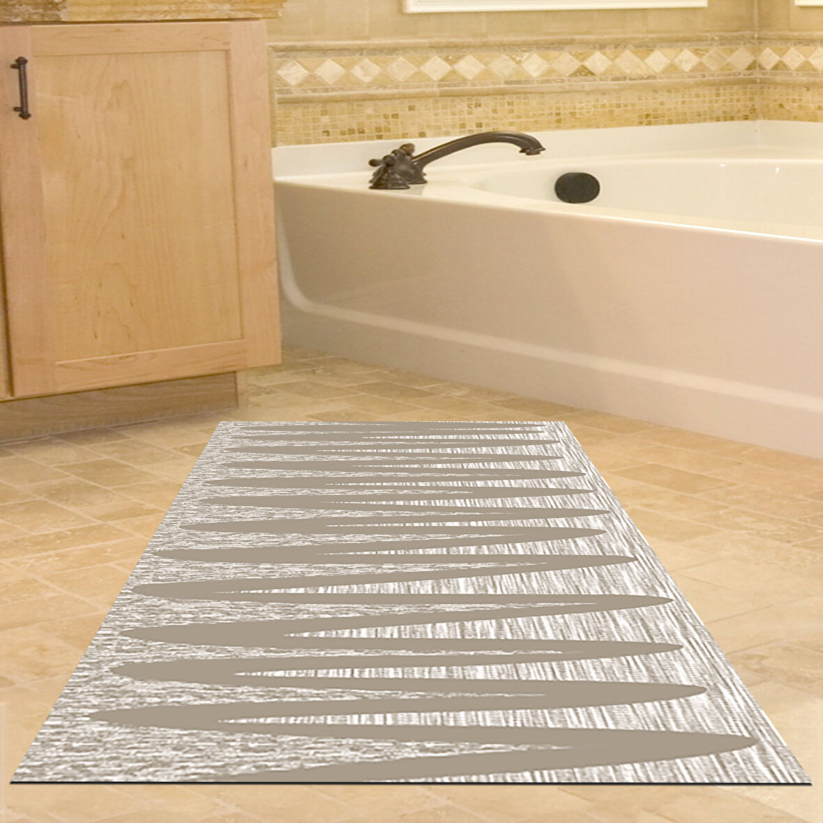 Dekoreko Kaymaz Taban Djt Banyo Halısı Yıldız Deri Modern M5045