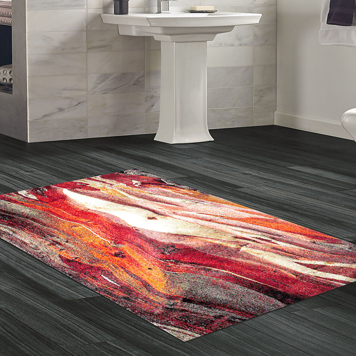 Dekoreko Kaymaz Taban Djt Banyo Halısı Yıldız Deri Modern S5050