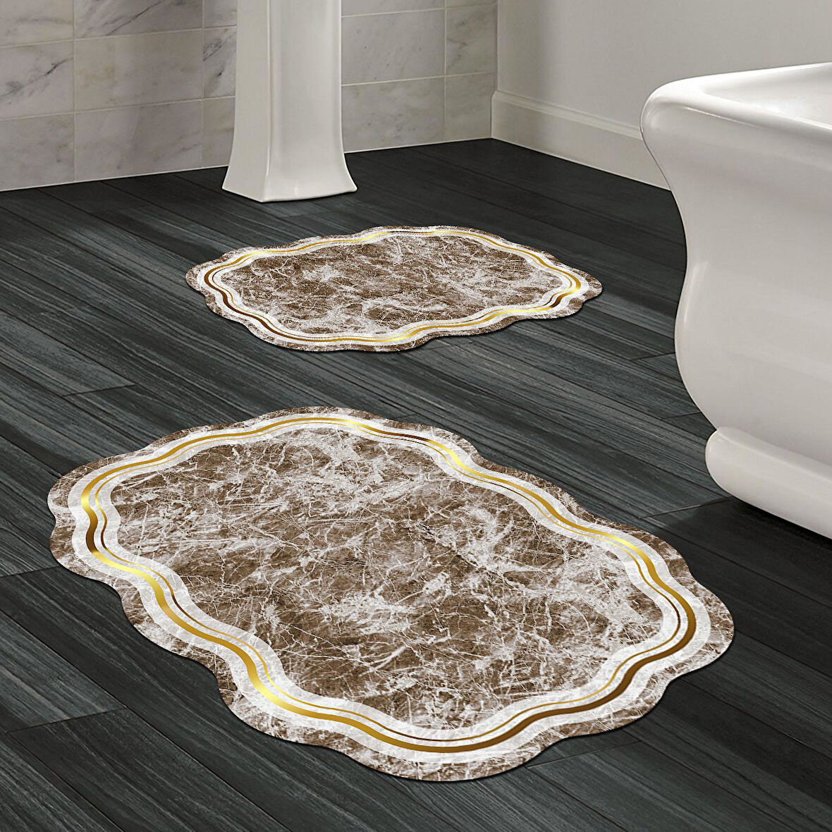 Lazer Kesim Djt 2 Li Yıkanabilir Kaymaz Taban Banyo Paspas Klozet Takımı 203 Figürlü