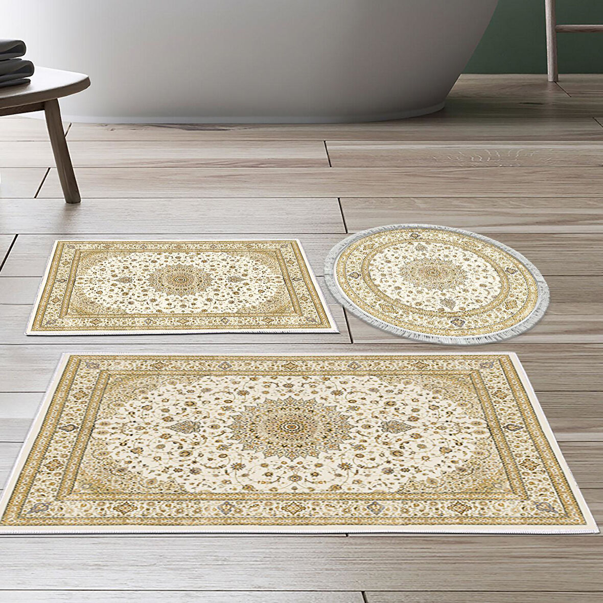 Eko Trend Djt 3 Lü Yıkanabilir Kaymaz Taban Banyo Paspas Seti P1360 Osmanli