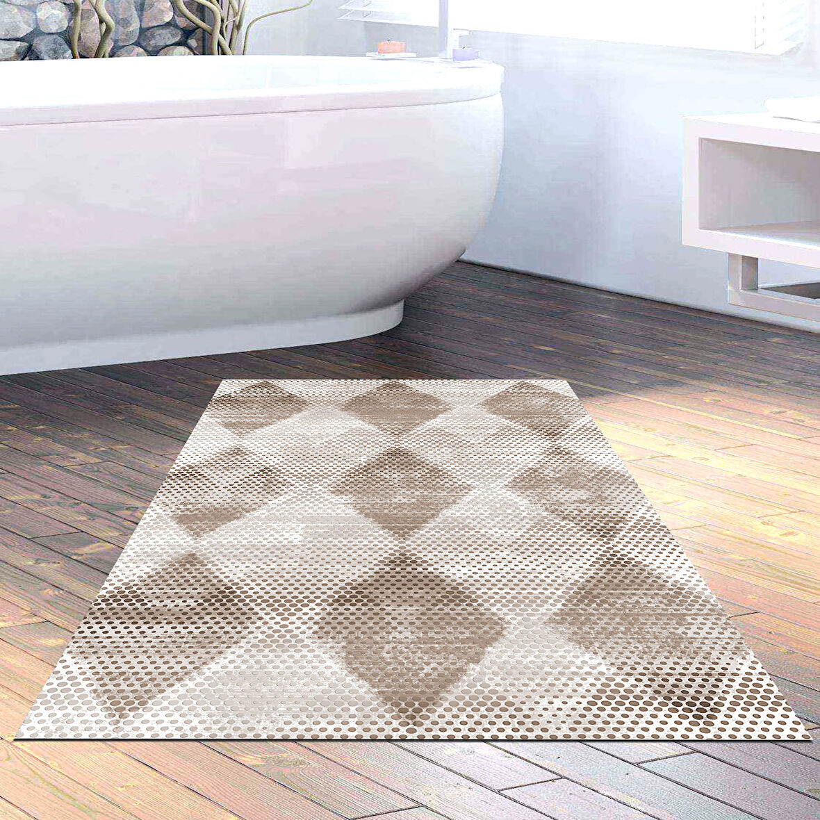 Dekoreko Kaymaz Taban Djt Banyo Halısı Star Pamuk İskandinav F5131