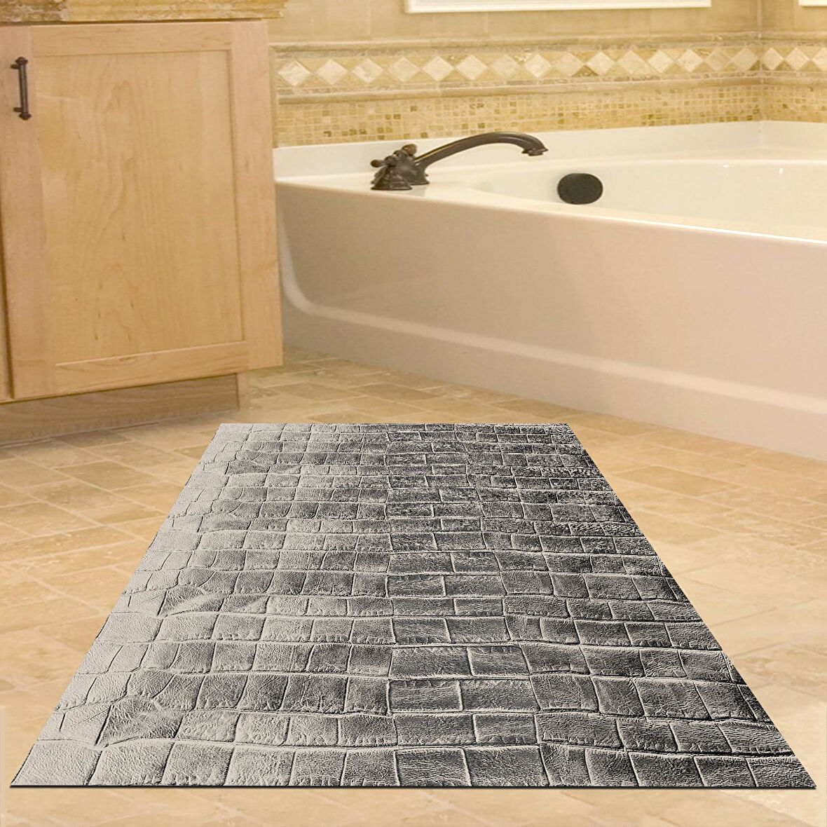 Dekoreko Kaymaz Taban Djt Banyo Halısı Star Pamuk Modern 1911